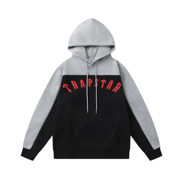 Trapstar Arch Logo Hoodie and Sweatpants Black/Gray Colorblock Set - 2