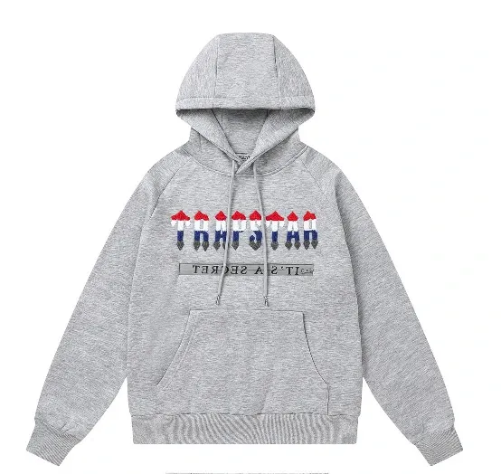 Trapstar Arch Logo Hoodie and Sweatpants Black/Gray Colorblock Set - 14