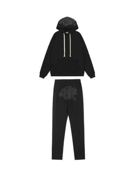 Trapstar Arch Logo Hoodie and Sweatpants Black/Gray Colorblock Set - 18