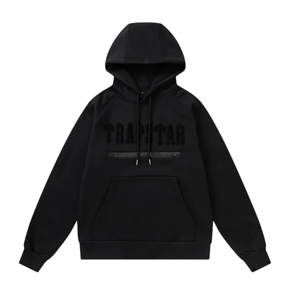 Trapstar Arch Logo Hoodie and Sweatpants Black/Gray Colorblock Set - 24