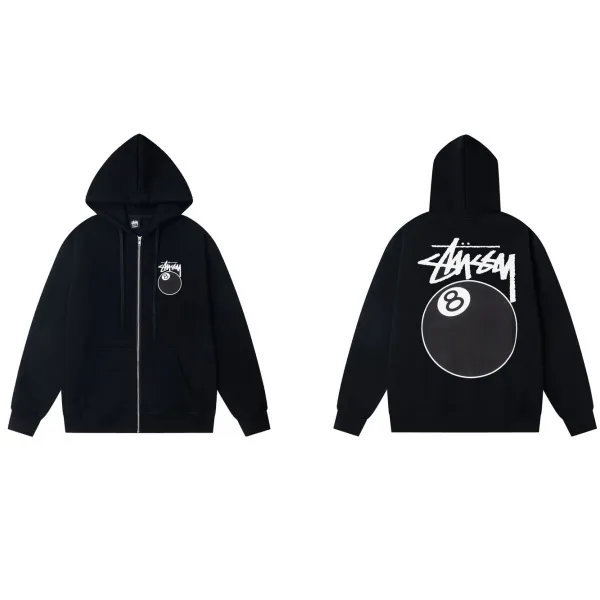 Stüssy 8-Ball Zip-Up Hoodie Black - 1