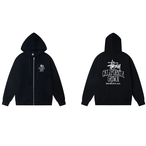 Stüssy California Grown Black Full-Zip Hoodie - 1