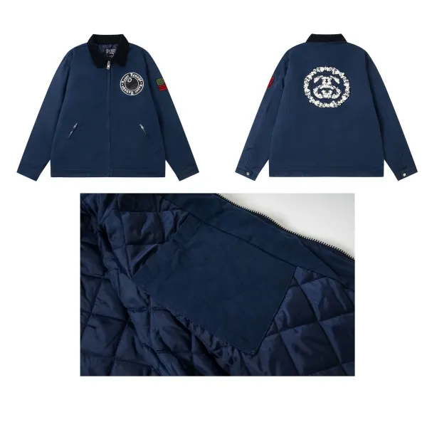 Stüssy x Bape Collaborative Quilted Work Jacket Navy - 1