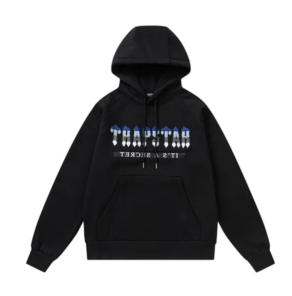 Trapstar Arch Logo Hoodie and Sweatpants Black/Gray Colorblock Set - 20