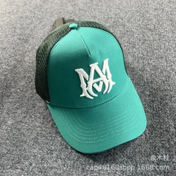 Maison Margiela MM Logo Trucker Cap Teal Green Baseball Cap - 1
