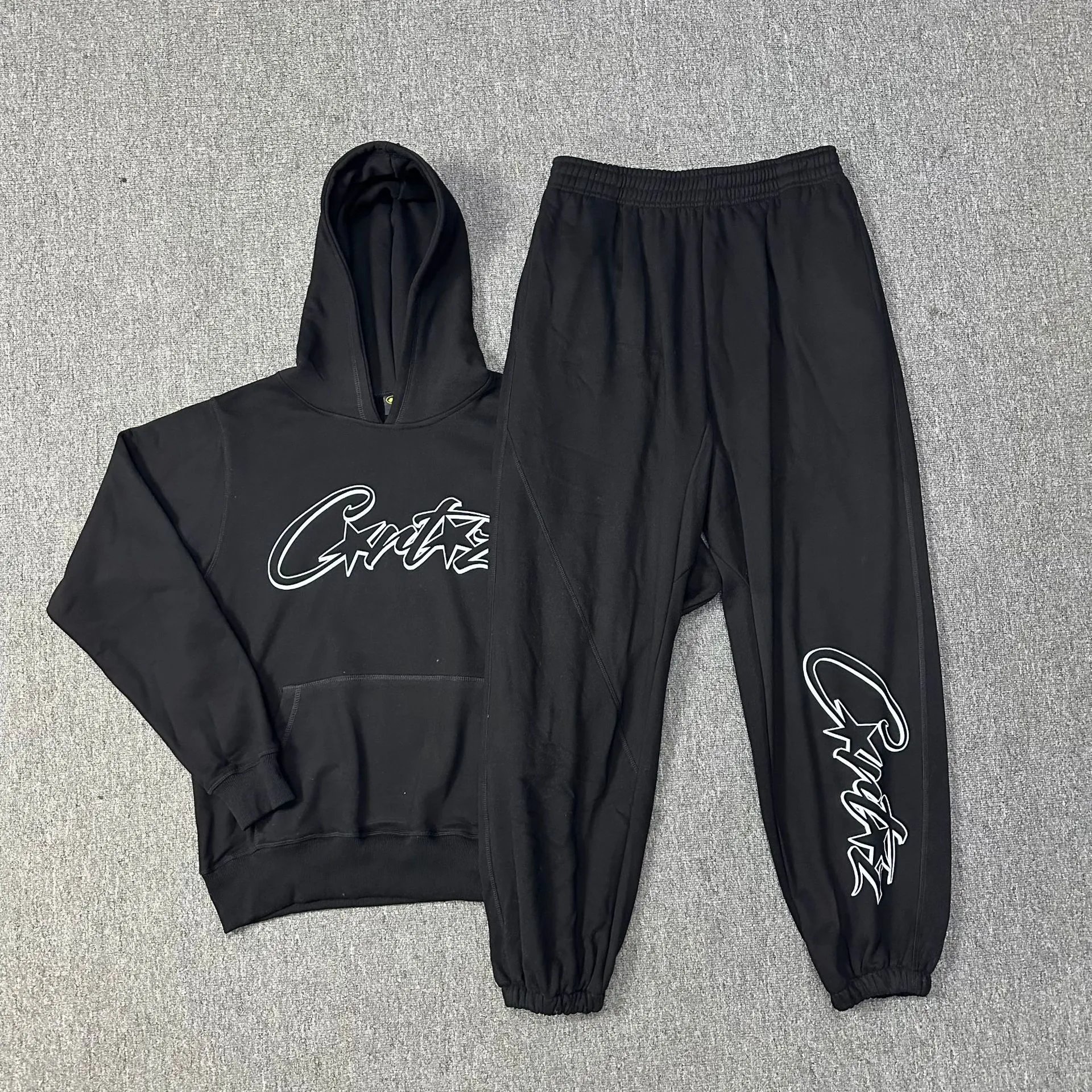 Corteiz Hoodie and Sweatpants Set Black - 1