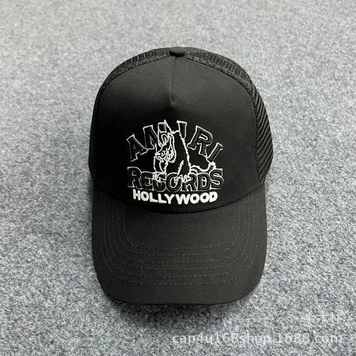 Amiri Records Hollywood Black Trucker Cap - 1