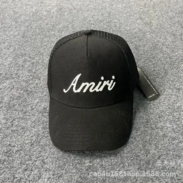 Amiri Script Logo Black Meshback Baseball Cap - 1