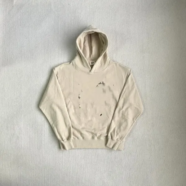 Design Distressed Oversized Hoodie Beige - 1