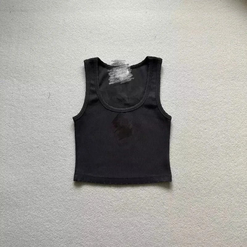 Black Ribbed Crop Tank Top [2 