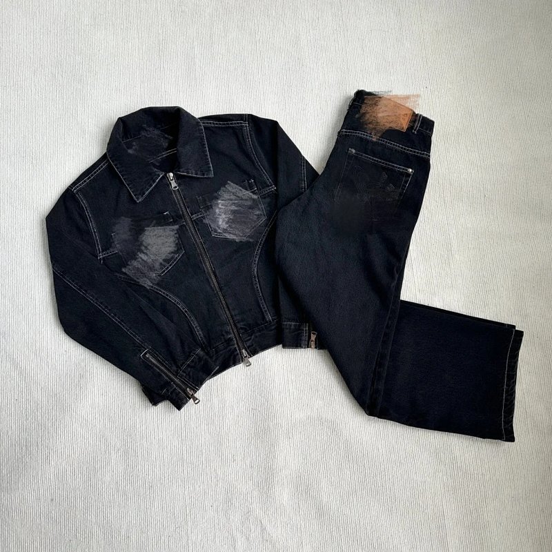 （¥249+¥209）Denim Set - Washed Black