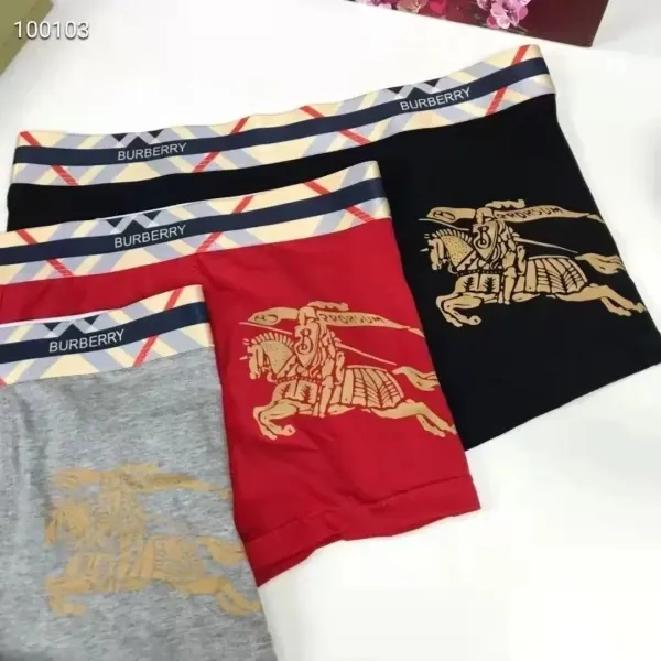 Burberry Equestrian Knight Print Boxer Briefs in Black, Red, and Gray Underwear - 1
