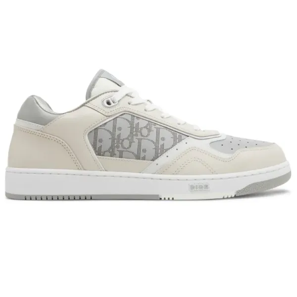 Dior B23 Low White and Gray Oblique Sneakers - 1