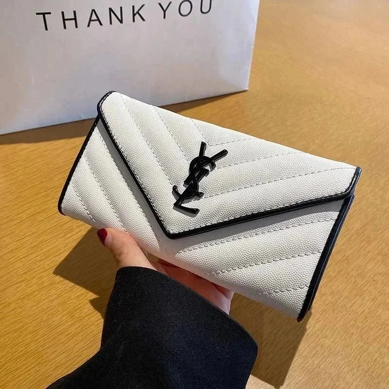 YSL White Quilted Wallet with 