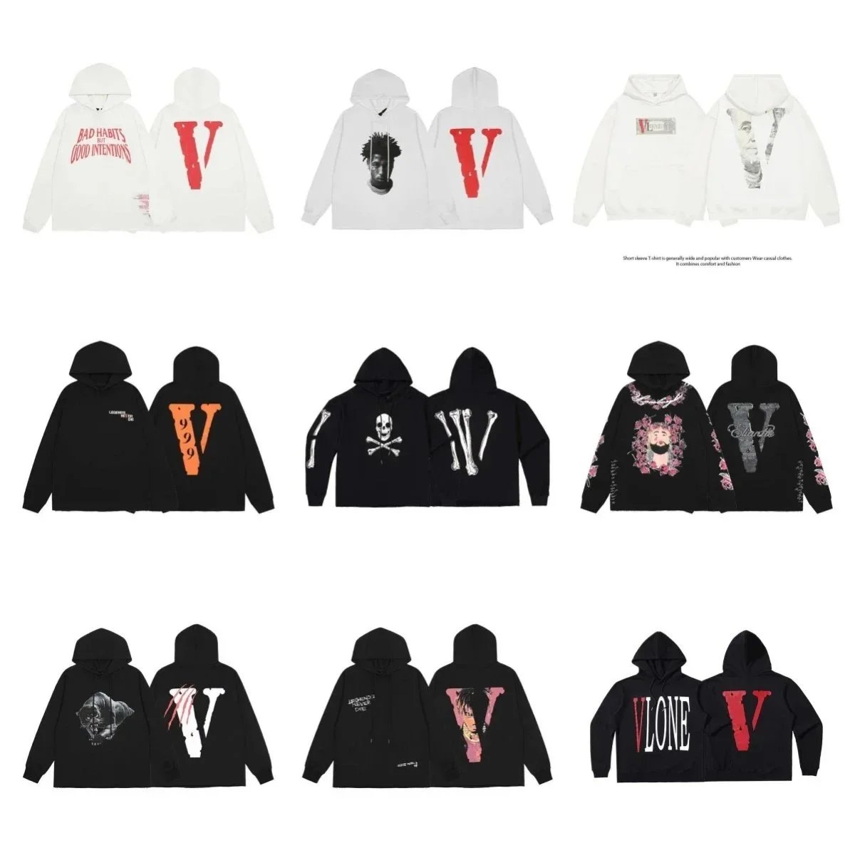 Vlone Black Hoodie with Graphi