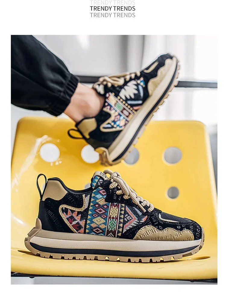 Design Tribal Print Chunky Sneakers Multicolor - 22