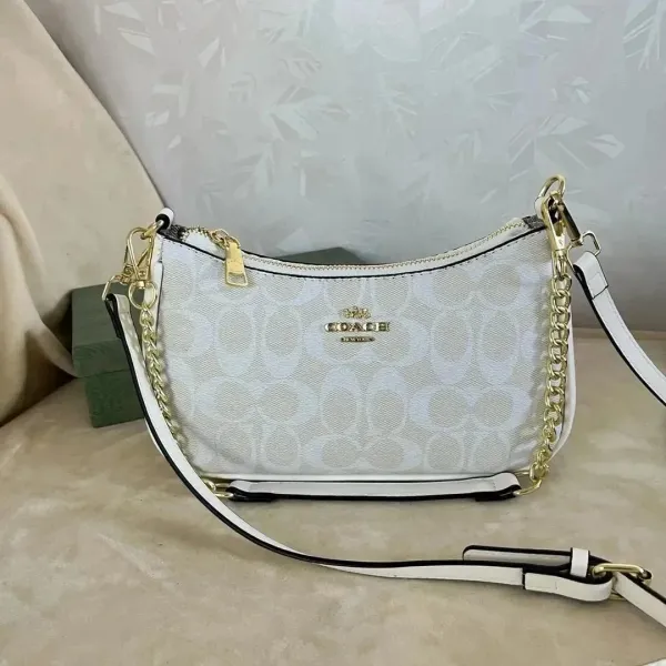 Coach Mini Hobo Bag White Signature Canvas Shoulder Bag - 1