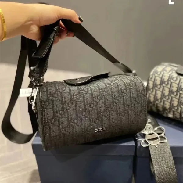 Dior Oblique Monogram Black Barrel Crossbody Bag - 1