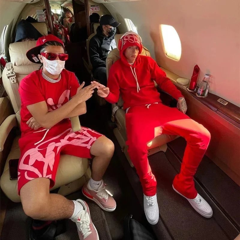 Red Hoodie and Shorts Set with