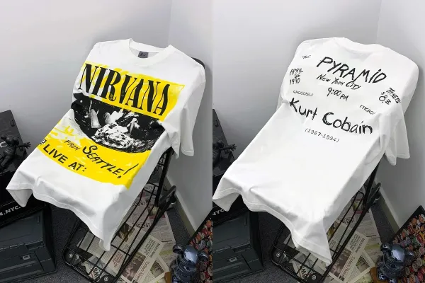 Nirvana Live From Seattle + Pyramid Concert Tribute White T-Shirt - 1