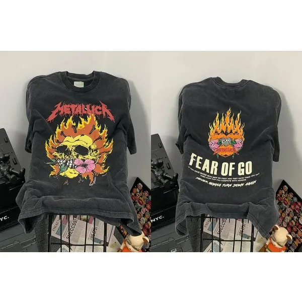 Metallica x Fear of God Essentials Flame Skull Graphic T-Shirt Black - 1