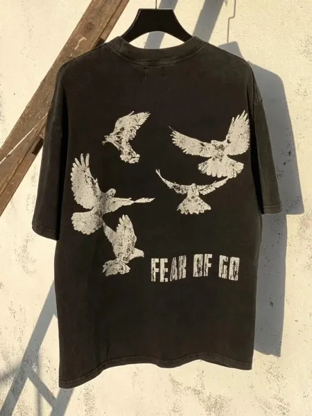 Fear of God Dove Print Black Oversized T-Shirt - 1