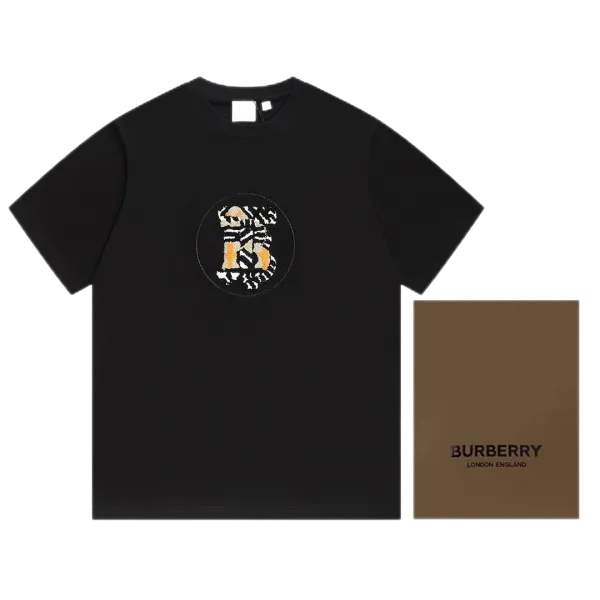 Burberry Monogram Tiger Embroidery Black T-Shirt - 1