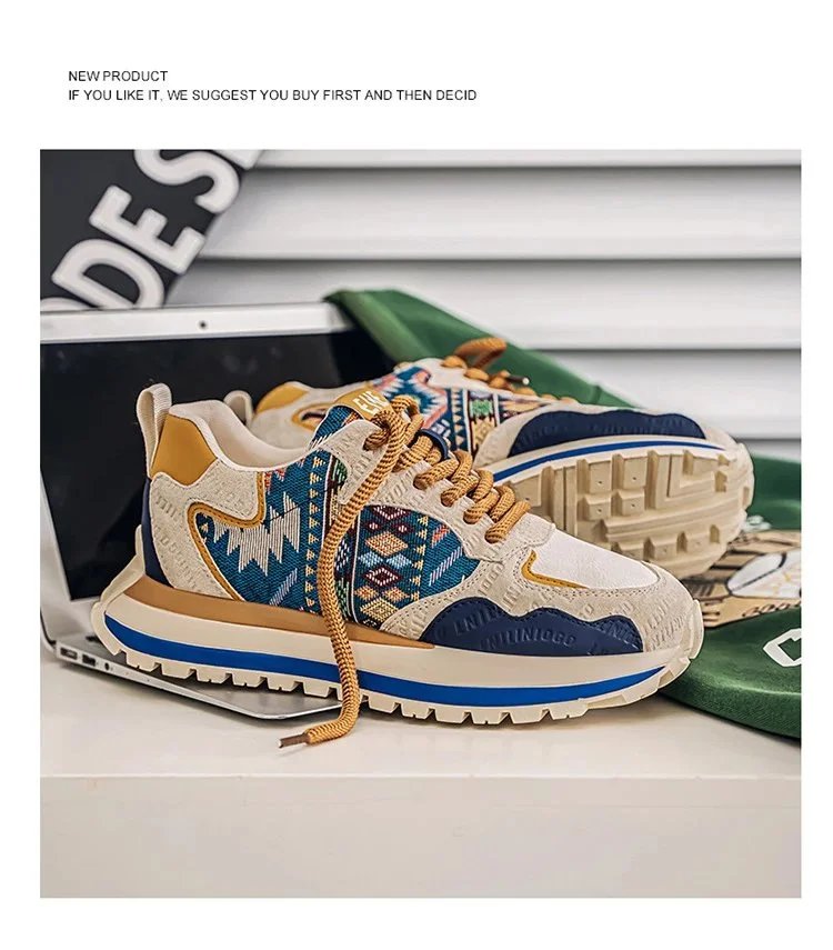 Design Tribal Print Chunky Sneakers Multicolor - 8