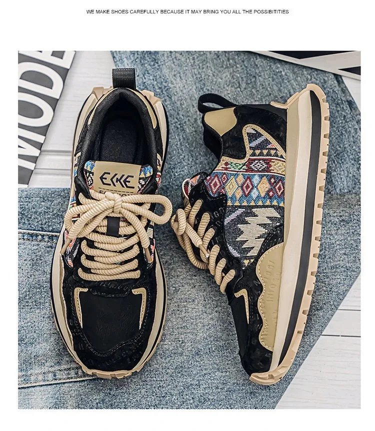 Design Tribal Print Chunky Sneakers Multicolor - 24
