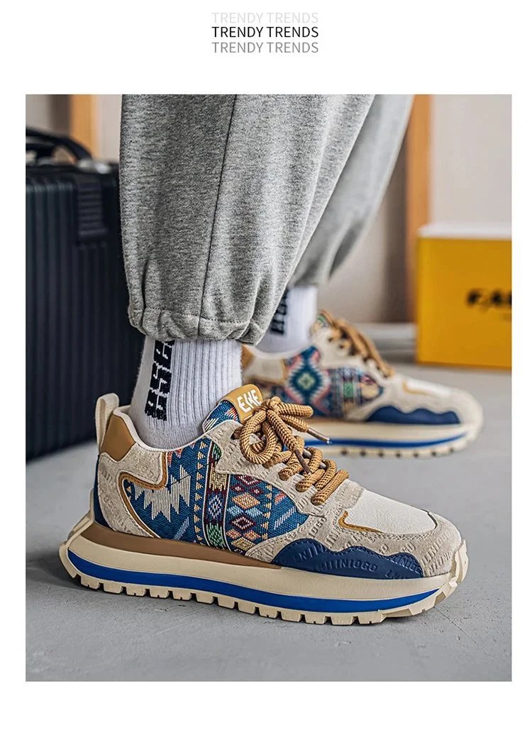 Design Tribal Print Chunky Sneakers Multicolor - 9