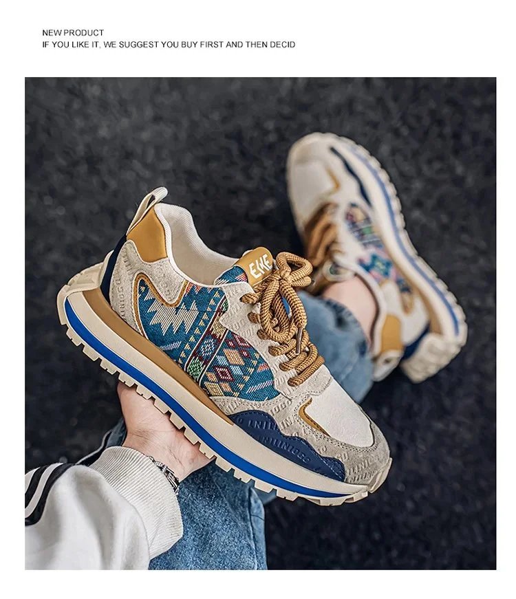 Design Tribal Print Chunky Sneakers Multicolor - 10