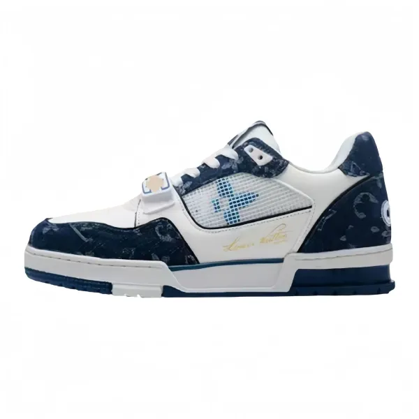 Louis Vuitton Trainer Low Marble Blue White Sneakers - 1