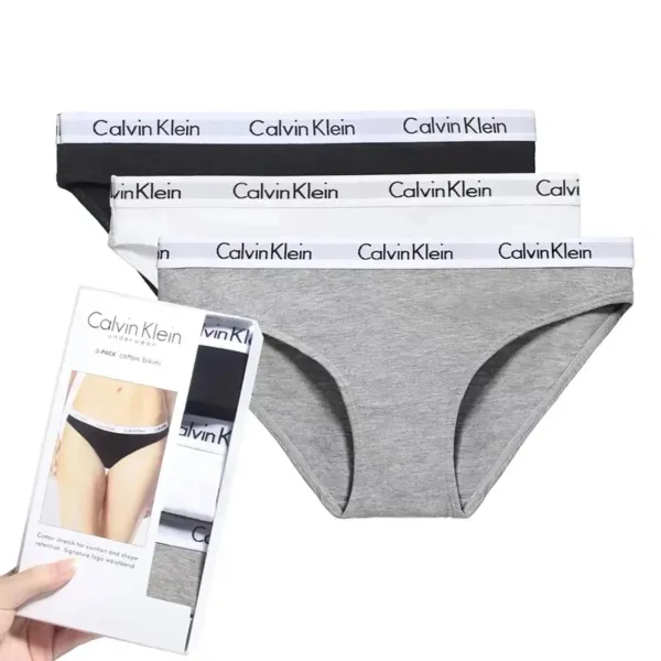 Calvin Klein Cotton Bikini Underwear 3-Pack Black White Gray - 1