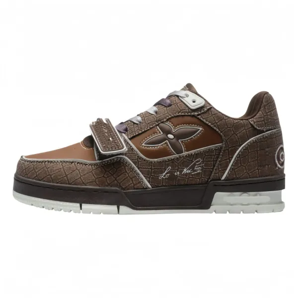 Louis Vuitton x Nike Air Force 1 Low Brown Croc-Print Sneakers - 1