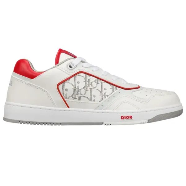 Dior B23 Oblique White and Red Sneakers - 1