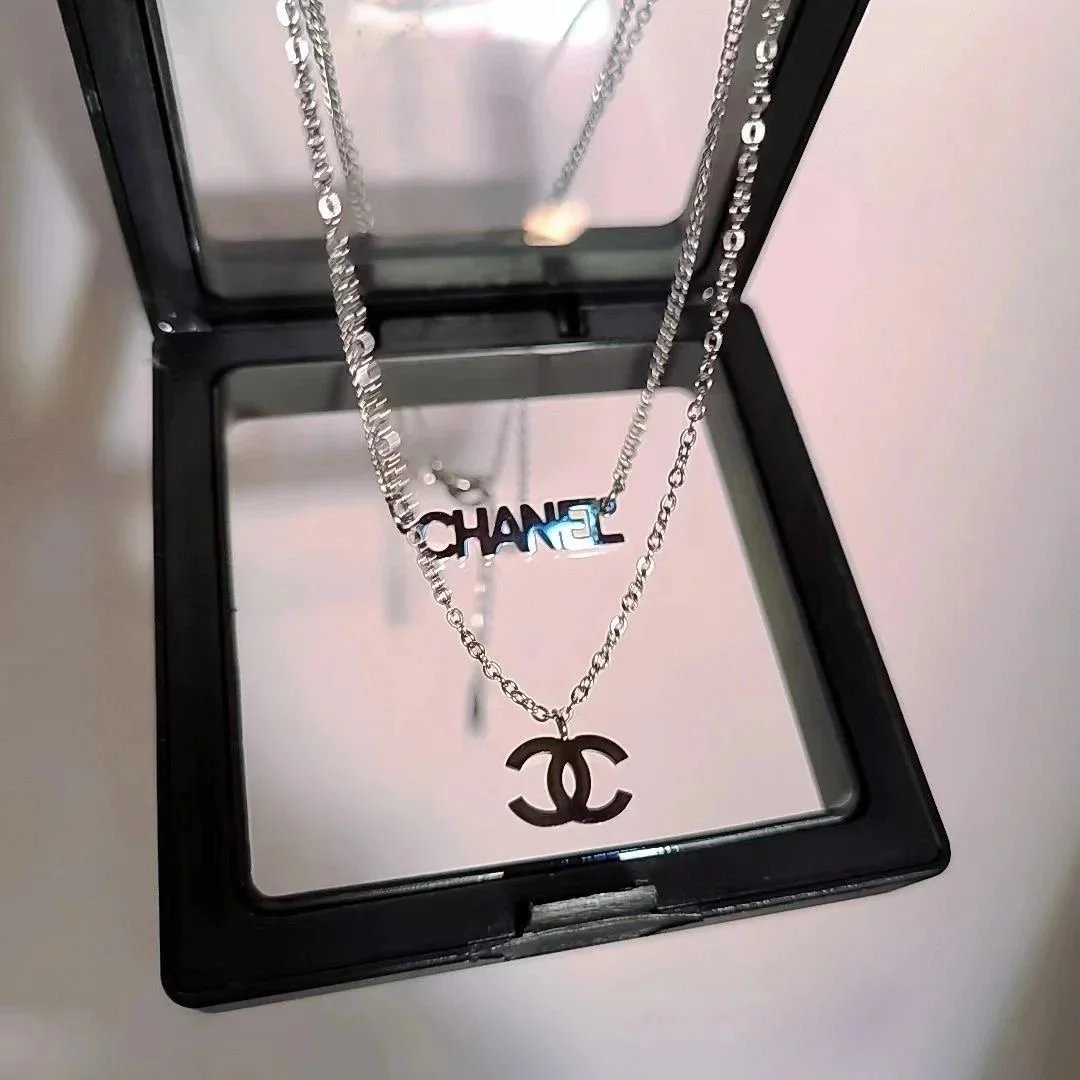 Chanel Silver CC Logo Necklace