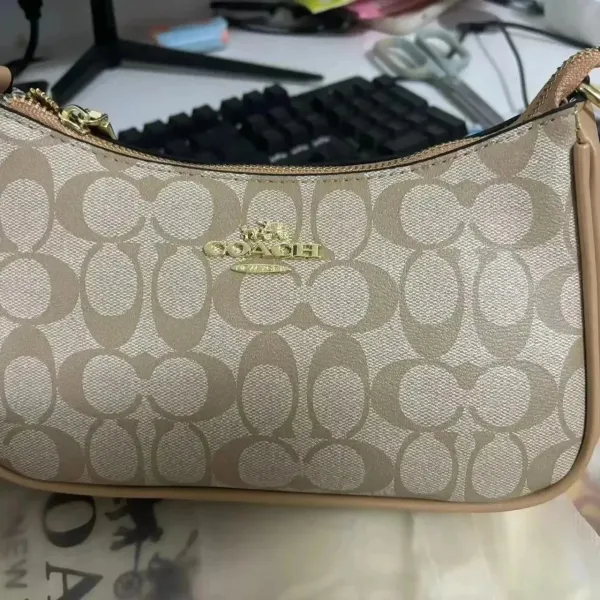 Coach Signature Canvas Mini Shoulder Bag Beige - 1