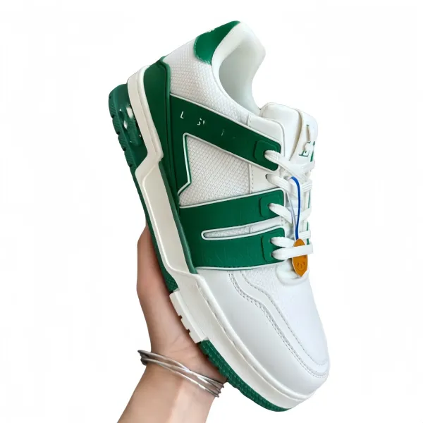 Design Chunky Sneaker White Green Sporty Sneakers - 1
