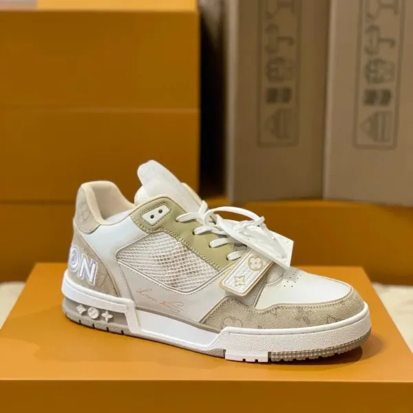 Louis Vuitton Trainer Low Beige Monogram Sneakers - 1