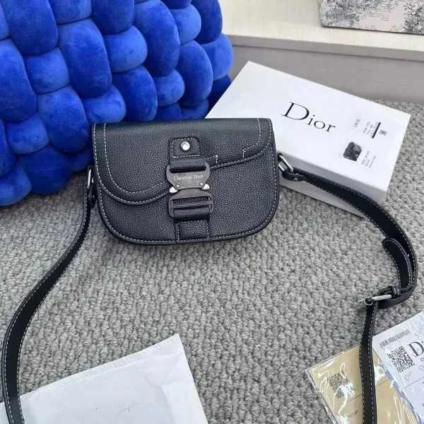 Dior Saddle Bag Black Grained Leather Crossbody Bag - 1