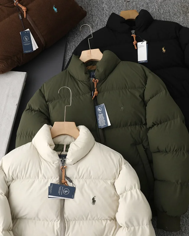 Polo Ralph Lauren Down Jackets Quilted stand-collar zip puffer jacket with embroidered pony logo product detail image 41