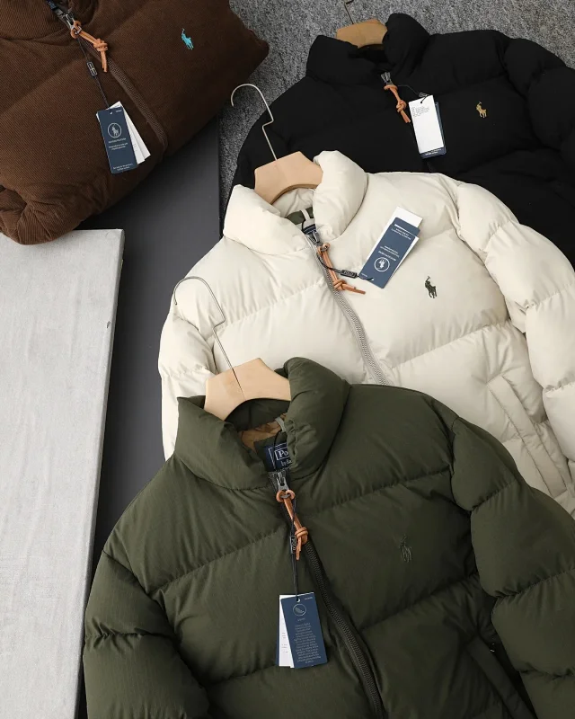 Polo Ralph Lauren Down Jackets Quilted stand-collar zip puffer jacket with embroidered pony logo product detail image 43
