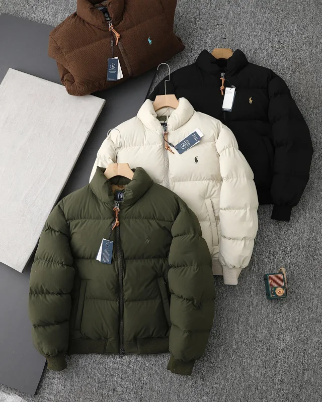 Polo Ralph Lauren Down Jackets Quilted stand-collar zip puffer jacket with embroidered pony logo product detail image 47