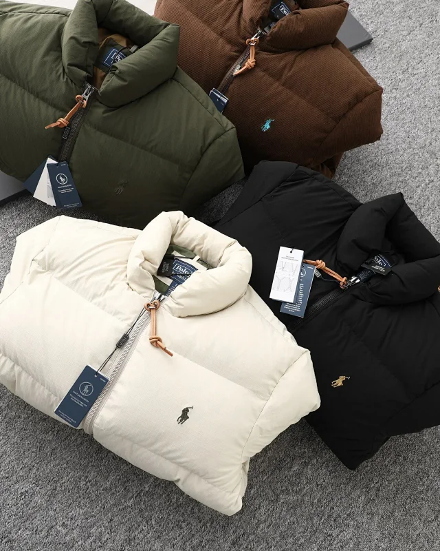 Polo Ralph Lauren Down Jackets Quilted stand-collar zip puffer jacket with embroidered pony logo product detail image 40
