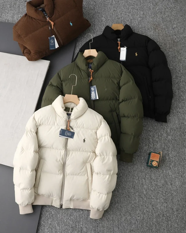 Polo Ralph Lauren Down Jackets Quilted stand-collar zip puffer jacket with embroidered pony logo product detail image 48
