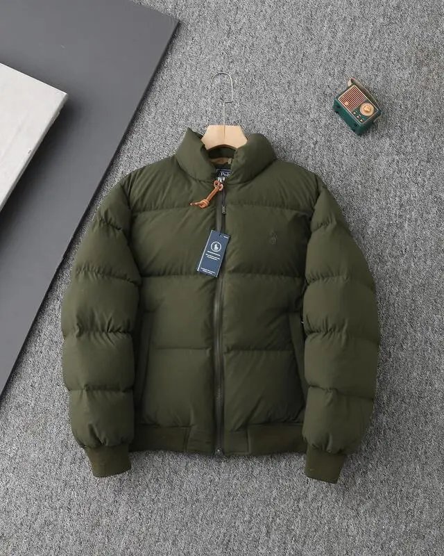 Polo Ralph Lauren Down Jackets Quilted stand-collar zip puffer jacket with embroidered pony logo — Green