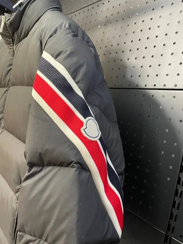 Moncler Down Jackets Stand-Collar Puffer Jacket with Striped Sleeve image 4