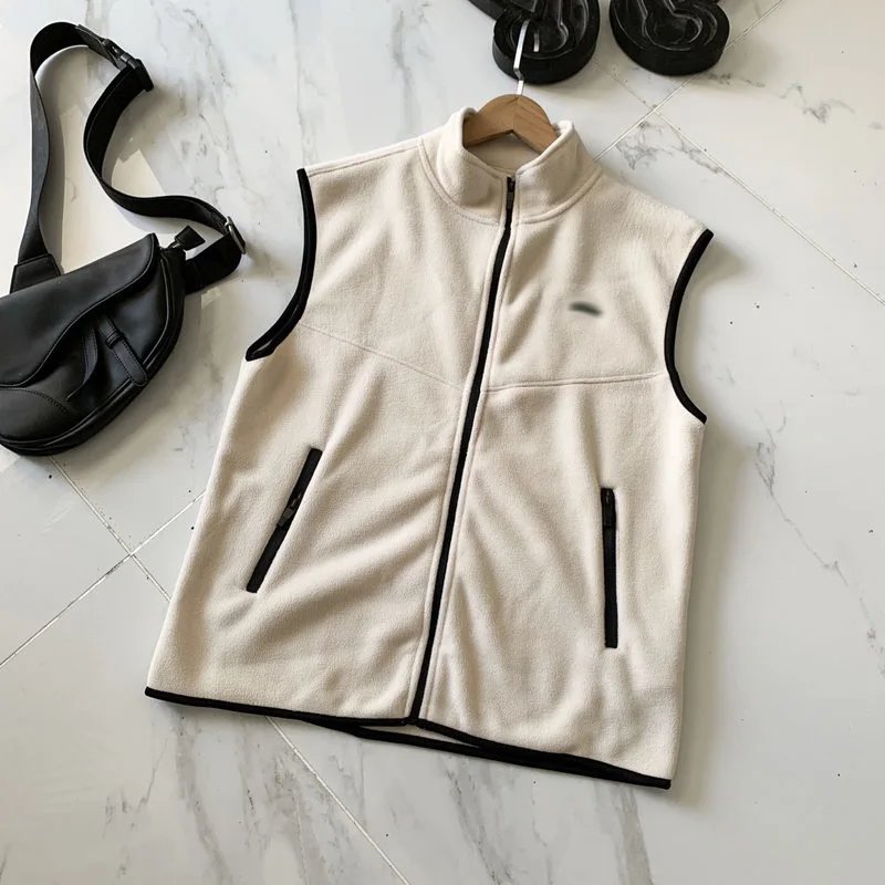 Unbranded Vests Zip-Up Fleece Stand-Collar Vest — Apricot color