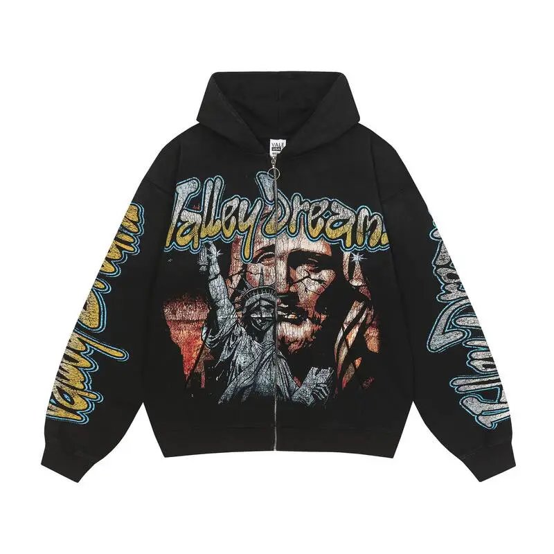 VALEY Hoodies & Sweatshirts Graphic zip-up — ZFZD3443 black