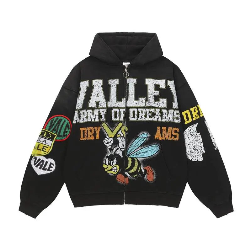 VALEY Hoodies & Sweatshirts Graphic zip-up — ZFZD3446 black